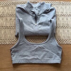 Heather Grey Zip Long-sleeve and Sports Bra XS